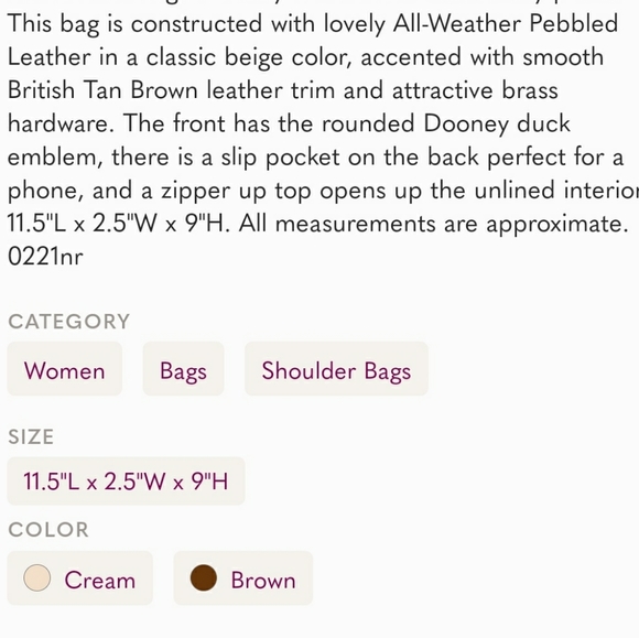 Vtg 90s Dooney & Bourke AW Beige British tan Pebbled Shoulder Bag - Picture 16 of 16